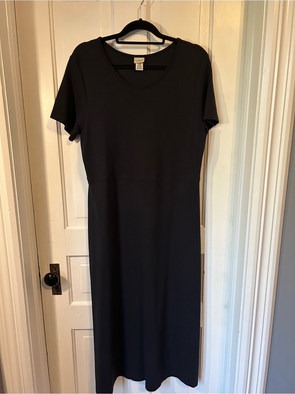 L.L. Bean Black Short-Sleeve Maxi Dress